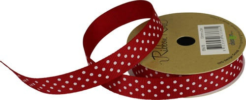 Ribbon Roll Fabric 15MMX3M RED SPOTS 1pc