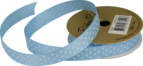Ribbon Roll Fabric 15MMX3M Light BLUE SPOTS 1pc