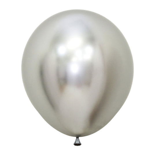 SEMPERTEX 45CM METALLIC REFLEX SILVER LATEX BALLOONS 981, 6PK