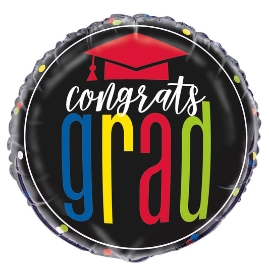 CONGRATS GRAD COLOURFUL FOIL BALLOON 45CM (18")