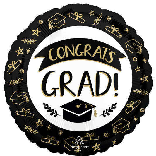 45CM STANDARD HX CONGRATS GRAD SKETCHED 1pk