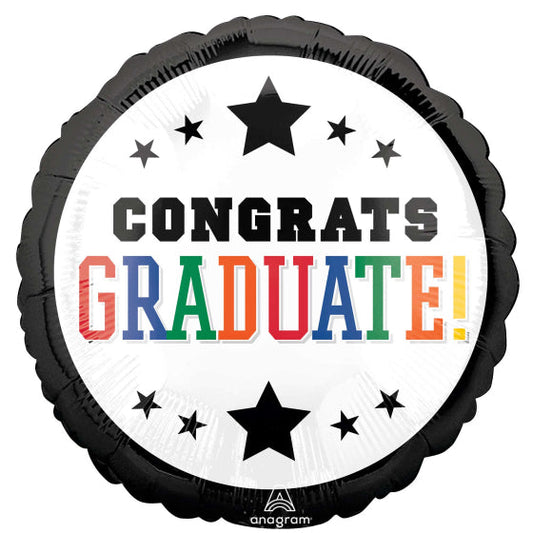 45CM STANDARD HX CONGRATS GRADUATE BRIGHTS & BLACK BORDER