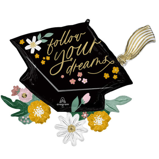 SUPERSHAPE FOLLOW YOUR DREAMS Grad Cap Blooms