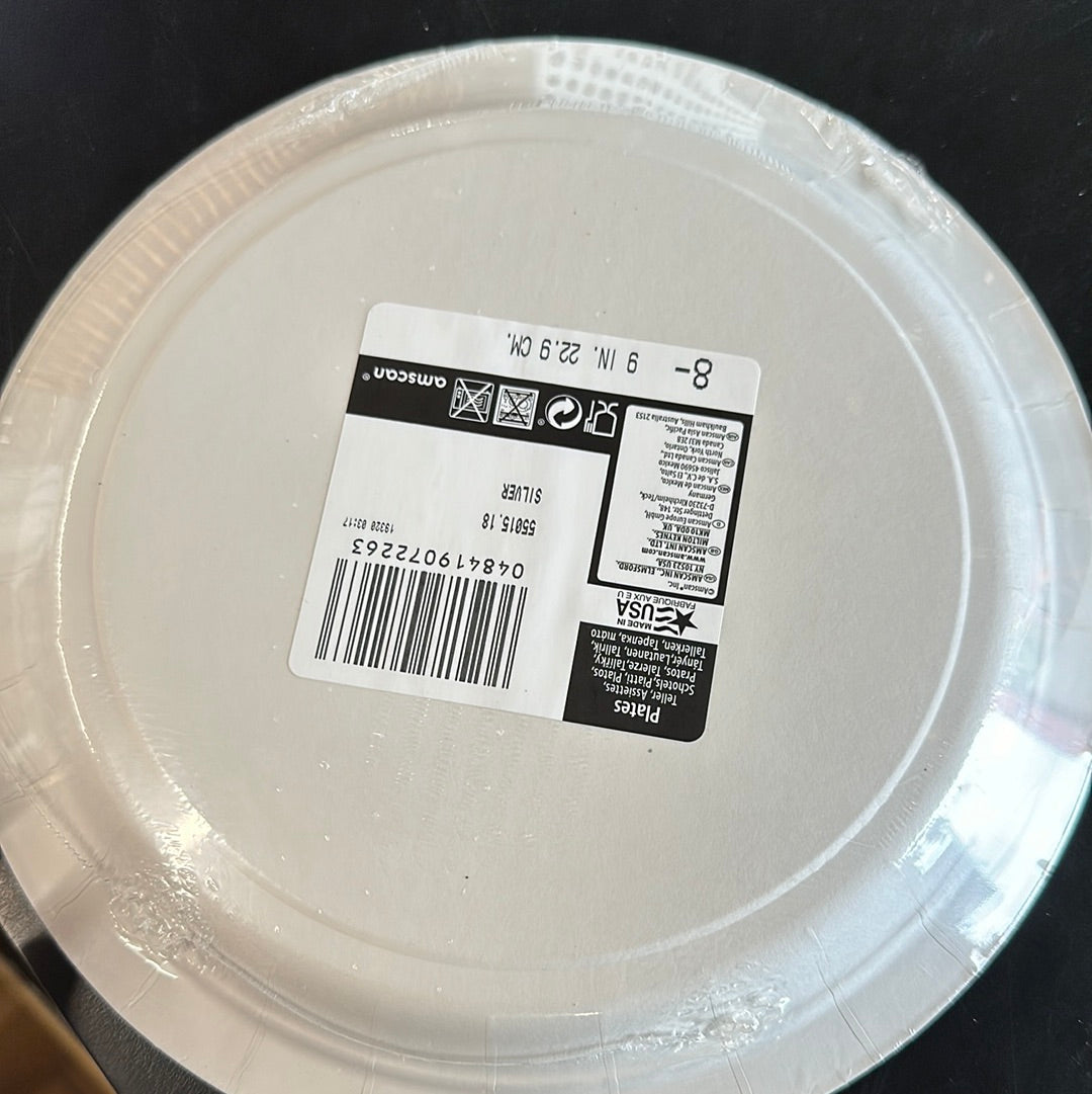 Sliver paper plates 8pk