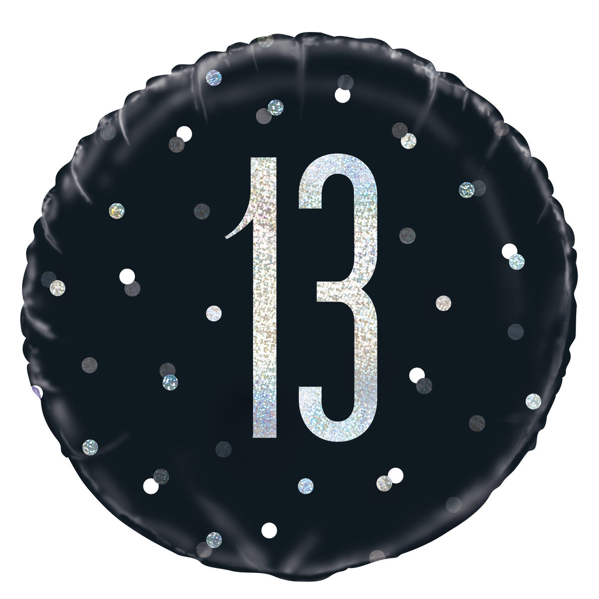 BLACK AND SILVER "13" 45CM (18") FOIL PRISMATIC BALLOON