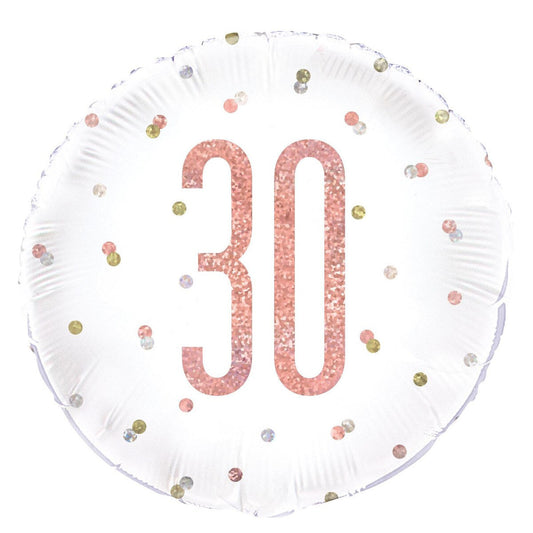 Rose Gold "30" 45cm (18") Foil Prismatic Balloon