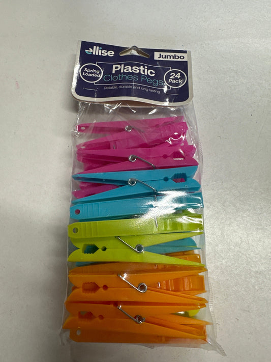 Jumbo plastic clothes pegs 24pk