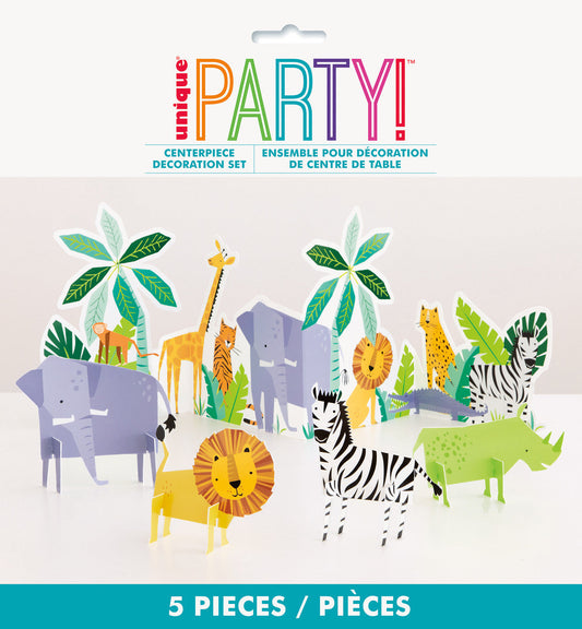 ANIMAL SAFARI 5 PIECE CENTREPIECE Decoration Set NIS Packaging & Party Supply