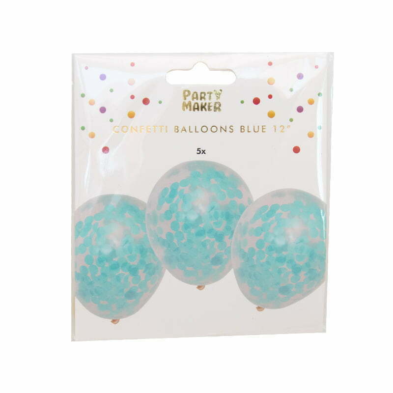 Blue Confetti Balloons 30cm ( 5 balloons) NIS Packaging & Party Supply