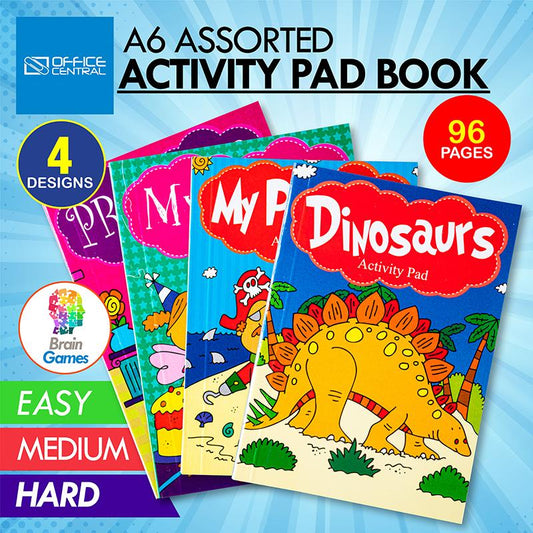 Book Activity Pad A6 96 Page Assorted NIS Packaging & Party Supply