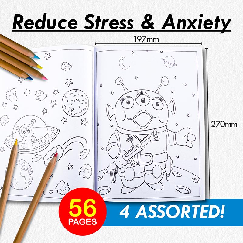 Book Coloring Boys Design 270mm x 197mm 56pg NIS Packaging & Party Supply