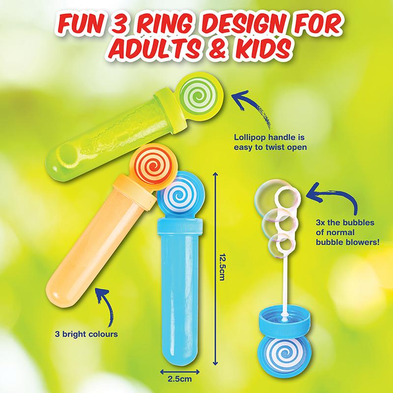 Bubbles Lollipop 28ml 3pk NIS Packaging & Party Supply