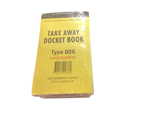Take Away Docket Book with Claim Slip LARGE (100pages) 1PC