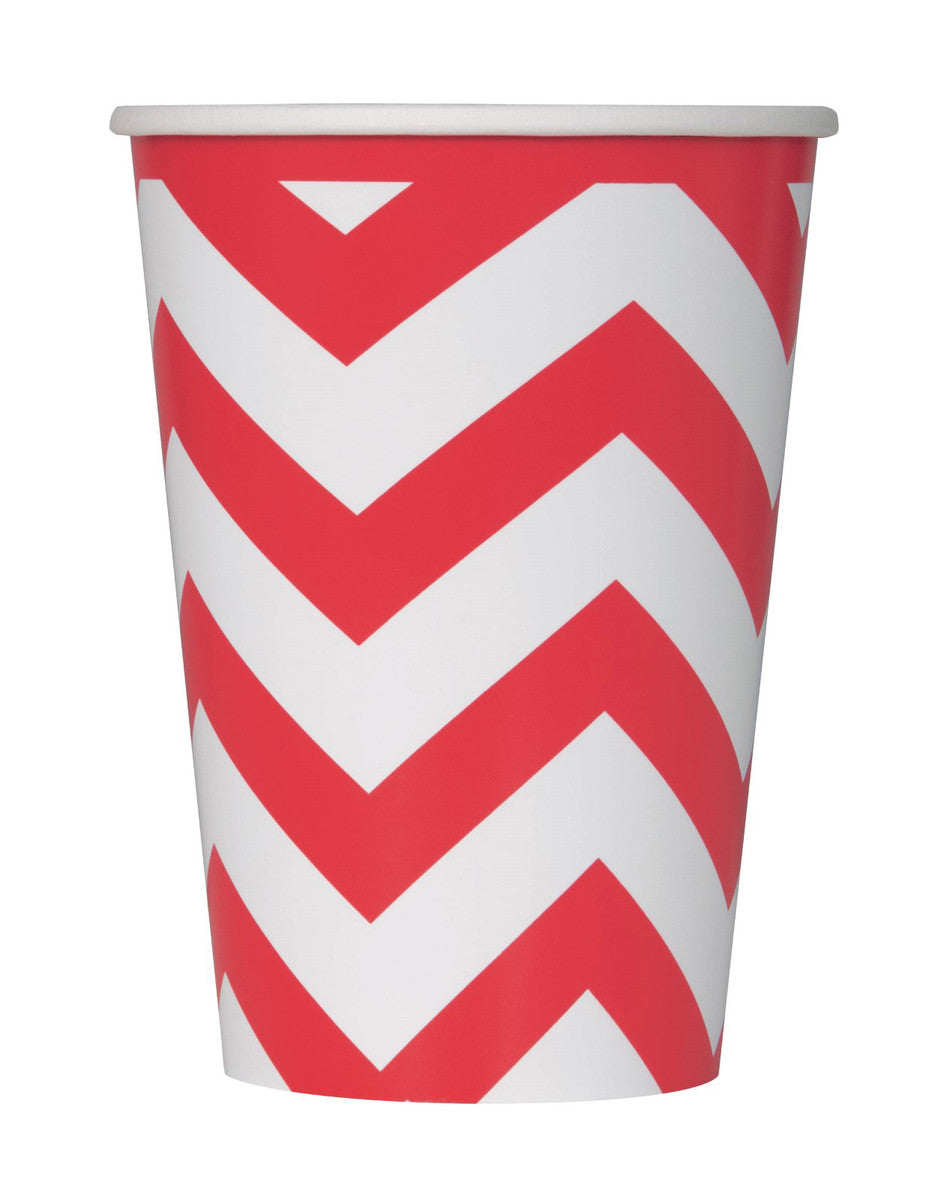 CHEVRON RUBY RED 355ML (12OZ) PAPER CUPS  6pk NIS Packaging & Party Supply