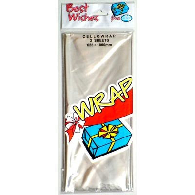 Clear CelloWrap 3 Sheets. NIS Packaging & Party Supply