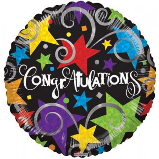Buy Congratulations Black Foil Round Balloon 45cm at NIS Packaging & Party Supply Brisbane, Logan, Gold Coast, Sydney, Melbourne, Australia