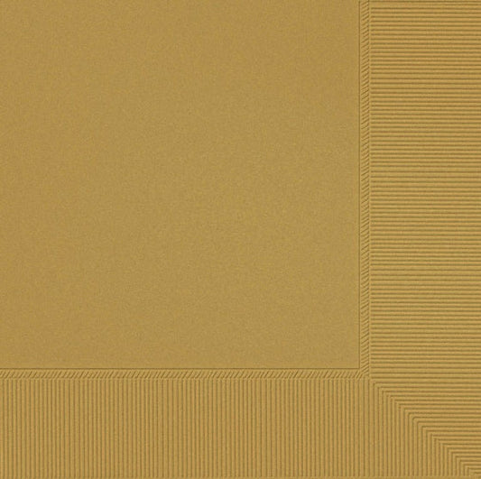 DINNER NAPKINS 20 PACK 2 PLY - GOLD NIS Packaging & Party Supply