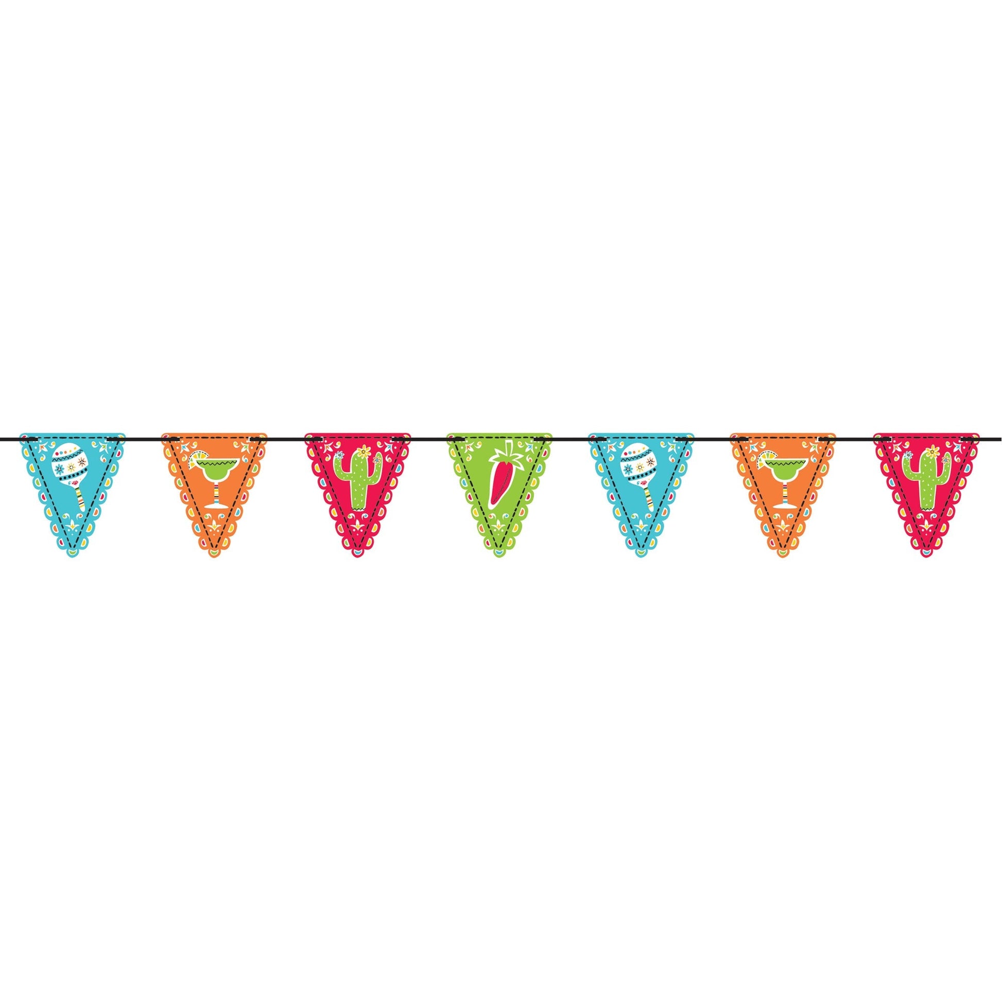 Fiesta Mini Paper Pennant Flag Banner NIS Packaging & Party Supply
