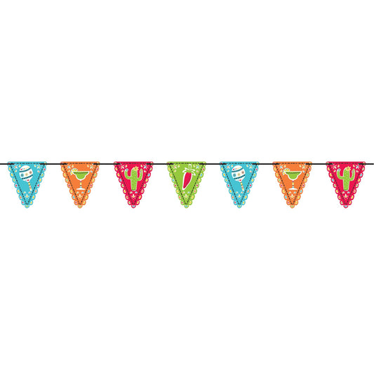 Fiesta Mini Paper Pennant Flag Banner NIS Packaging & Party Supply