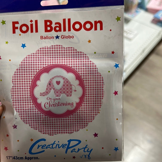 Foil balloon on your christening Pink 45cm NIS Packaging & Party Supply