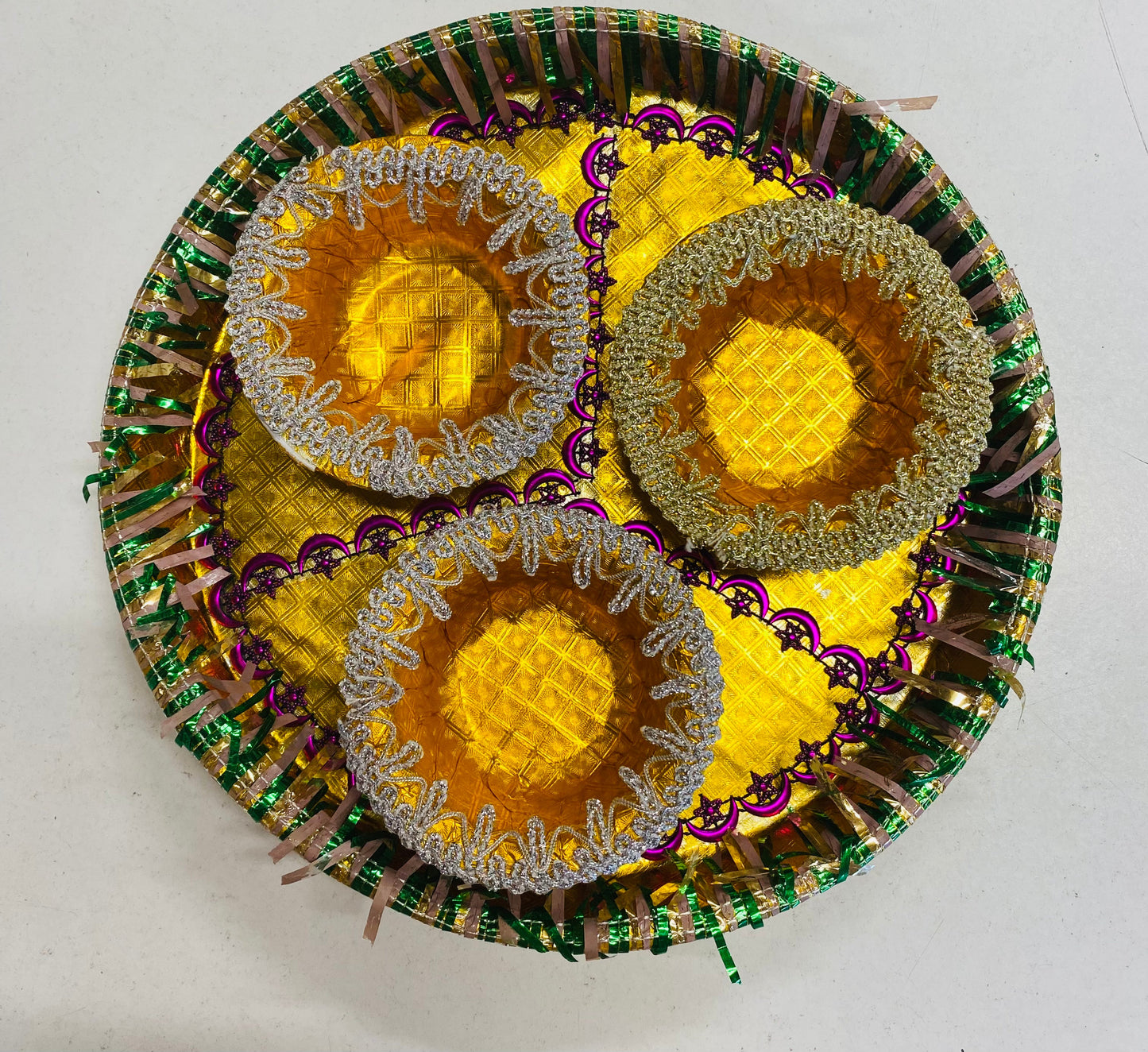 Wedding/Haldi (26cm) 1 Thali with 3 Bowls  1pc