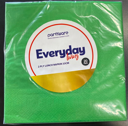 Lunch Napkins GREEN 20pk (330mmx330mm)