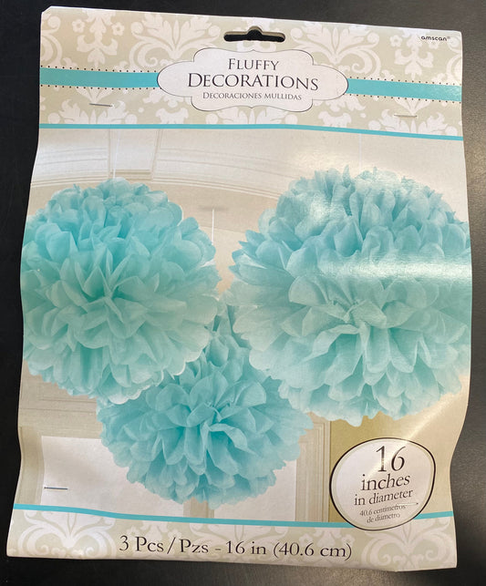 Fluffy Decoration Robin's Egg - 3 pc (40.6cm)