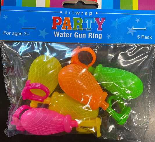 Water Gun Rings Party Favour 5pk