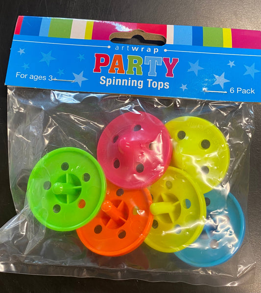 Spinning Tops Kids party Favour 6pk