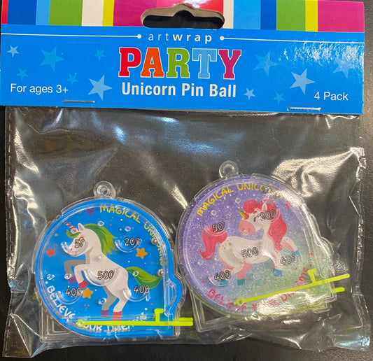 Unicorn Pin Ball Kids party Favour 4pk