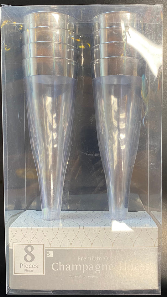 Clear with Silver Trim Champagne Flutes 8 pk