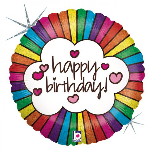 Retro Rainbow Birthday 18Inch Round 1pc