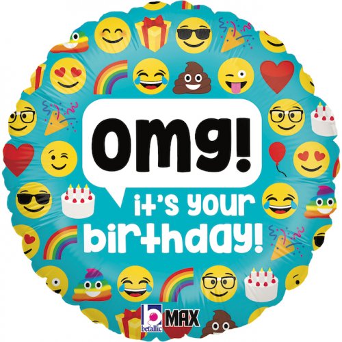 Emoji OMG Birthday 18Inch Round 1pc