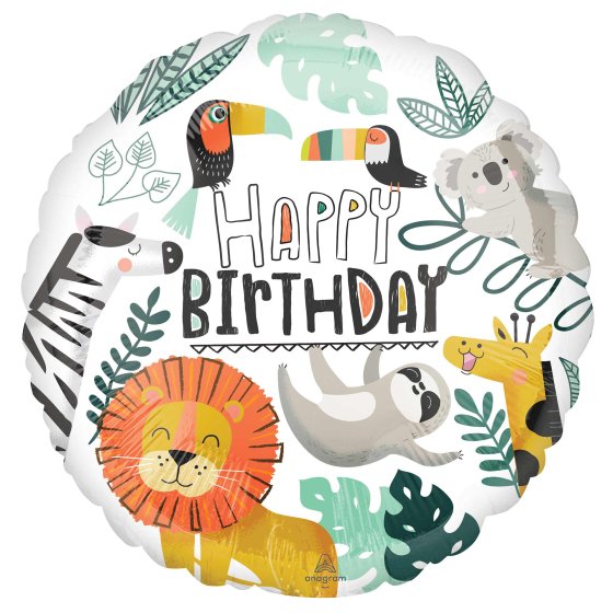 GET WILD HAPPY BIRTHDAY Foil Balloon 45cm NIS Packaging & Party Supply