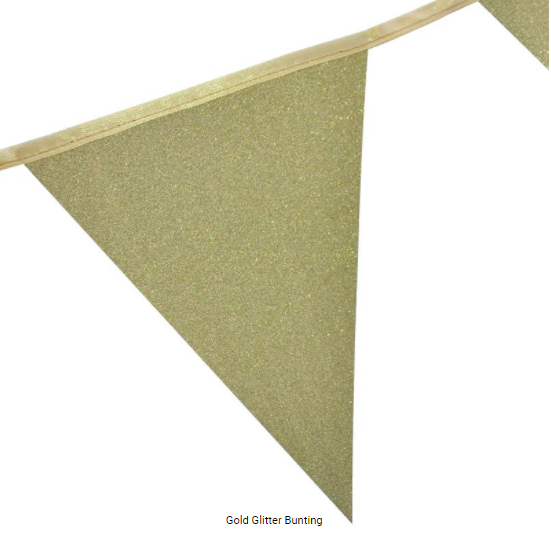 Buy Gold Glitter Bunting 3meter at NIS Packaging & Party Supply Brisbane, Logan, Gold Coast, Sydney, Melbourne, Australia