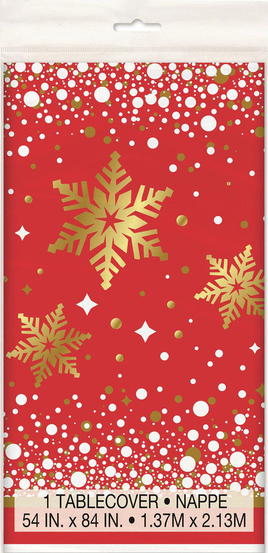 Gold Sparkle Christmas Tablecover Plastic NIS Traders