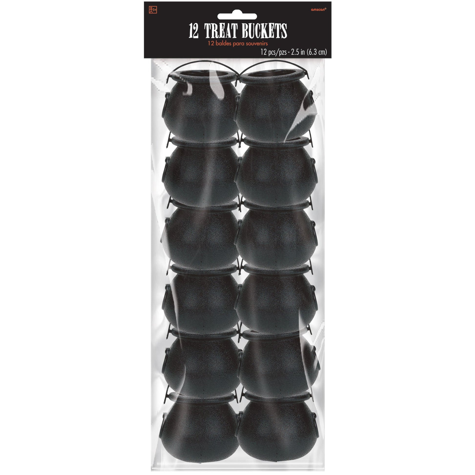 Halloween Cauldron Treat Pails Black Plastic NIS Traders