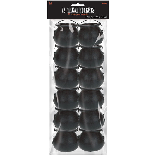 Halloween Cauldron Treat Pails Black Plastic NIS Traders