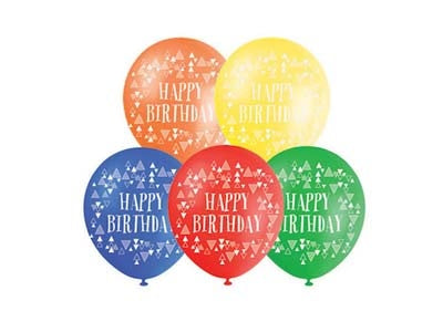 Happy Birthday Printed 30cm Balloons Assorted Colours 10pk NIS Traders