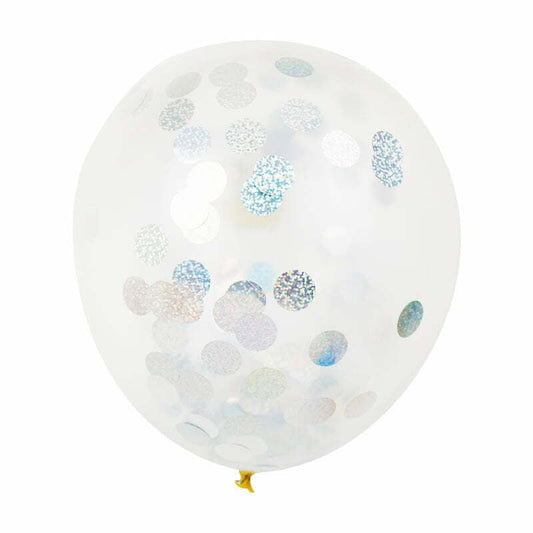 Irdescent Silver Confetti Balloons 30cm (Pack of 5) NIS Traders