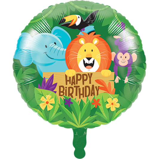 JUNGLE SAFARI FOIL BALLOON HAPPY BIRTHDAY 45cm NIS Traders