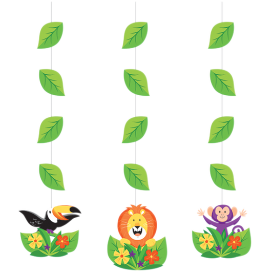 JUNGLE SAFARI HANGING STRING CUTOUTS 57cm 3pk NIS Traders