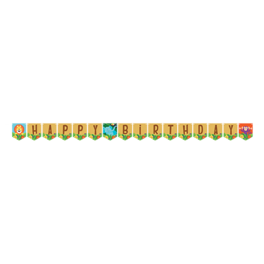 JUNGLE SAFARI HAPPY BIRTHDAY RIBBON BANNER 15cm X 1.39m NIS Traders