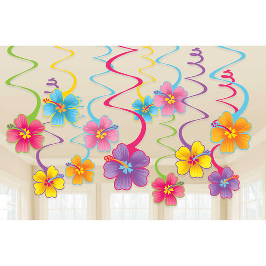 Luau Hibiscus Spiral Swirls Hanging Decorations NIS Traders