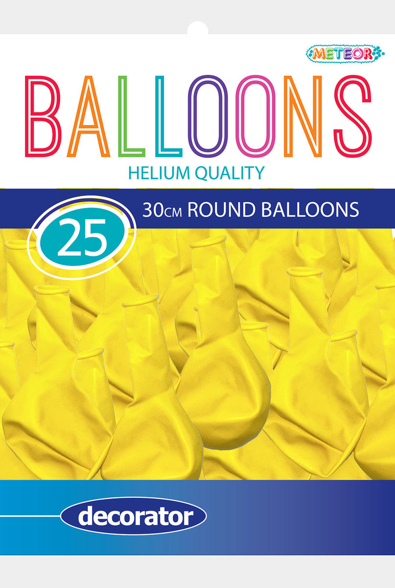 YELLOW Latex Balloons 25 pk 30CM (12")