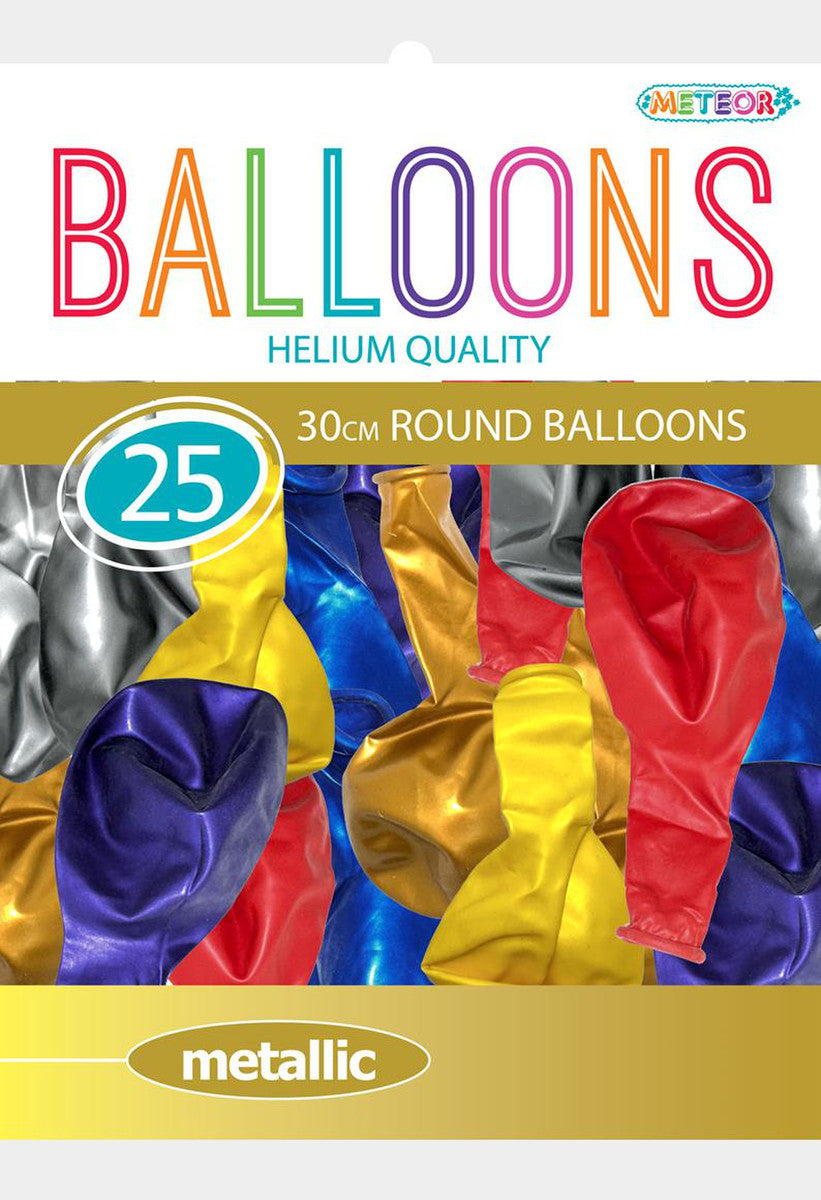 ASSORTED - 30CM (12") METALLIC BALLOONS 25pk