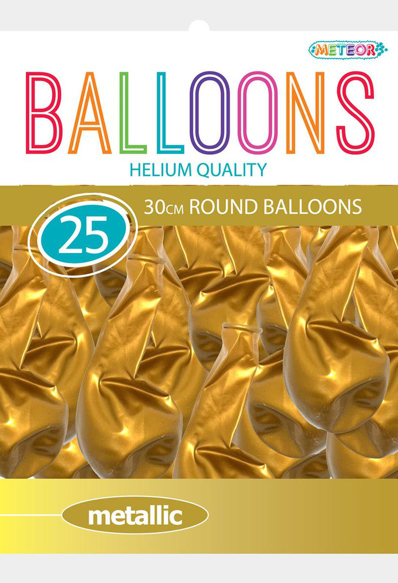 METALLIC GOLD Latex Balloon 25 pk 30CM (12")