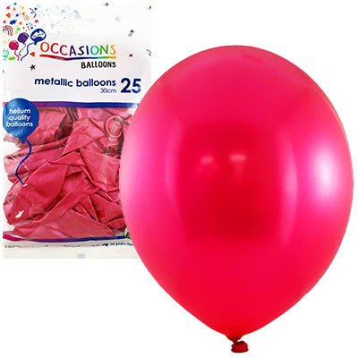 Buy Metallic Fushia 30cm Balloons Pack of 25 at NIS Packaging & Party Supply Brisbane, Logan, Gold Coast, Sydney, Melbourne, Australia