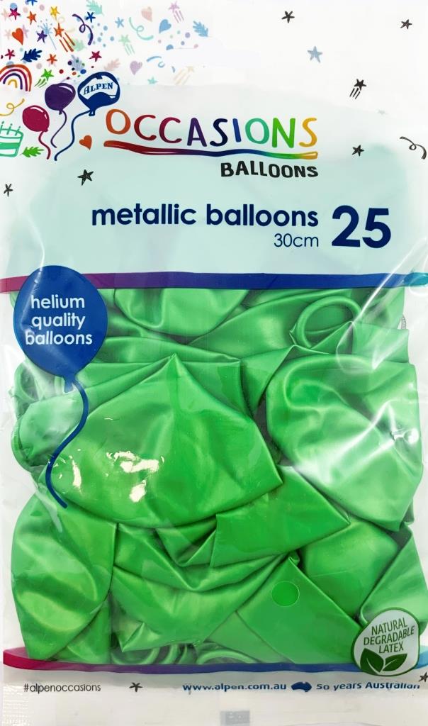 Buy Metallic Lime 30cm 25pk at NIS Packaging & Party Supply Brisbane, Logan, Gold Coast, Sydney, Melbourne, Australia