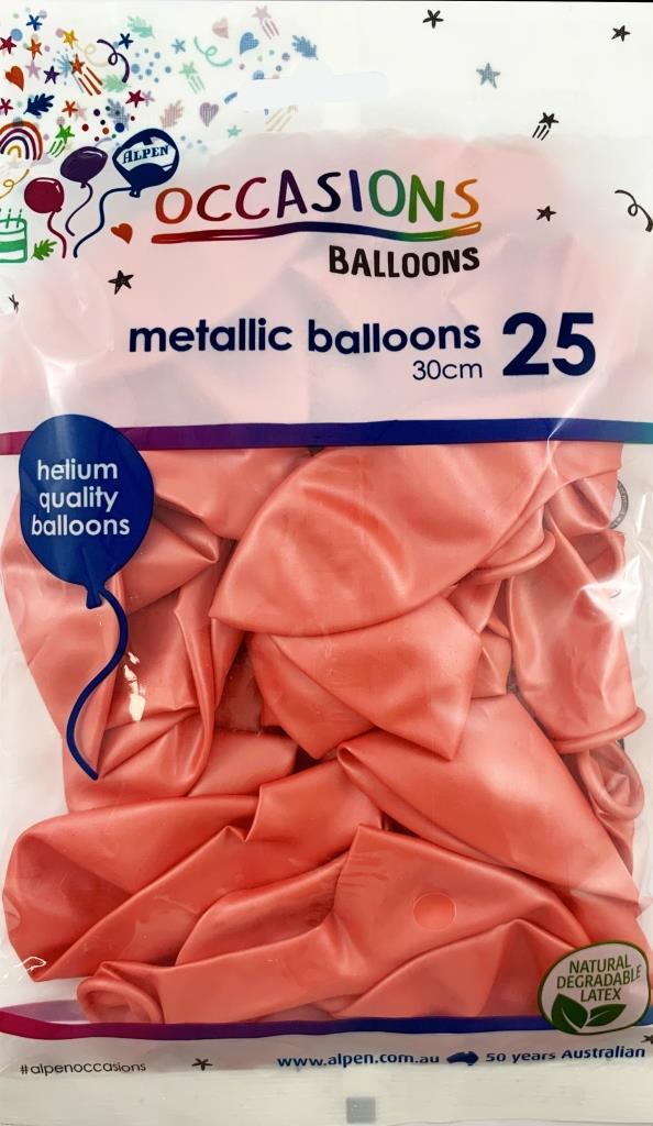 Buy Metallic Rose Gold 30cm Balloons P25 at NIS Packaging & Party Supply Brisbane, Logan, Gold Coast, Sydney, Melbourne, Australia